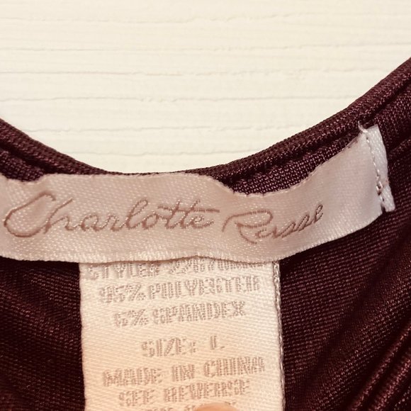 Charlotte Russe Deep Plum Blouse w/Ruched Sides & Gathered Bust L - Picture 3 of 8